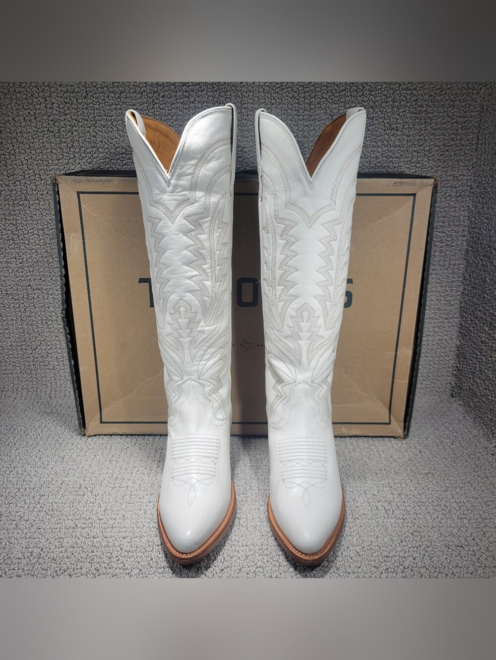 Tecovas The Abby Women's US Size 9B Snow Cowhide Leather Cowgirl Boots - Picture 3 of 14
